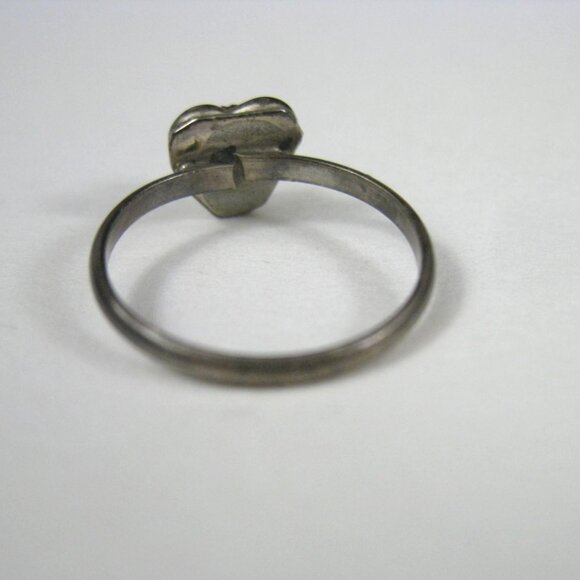 Silver Heart Ring Turquoise Stone Delicate - Picture 2 of 6